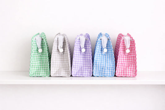 Nylon Gingham Cosmetic Bag
