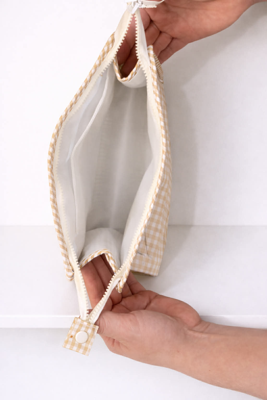 Nylon Gingham Cosmetic Bag