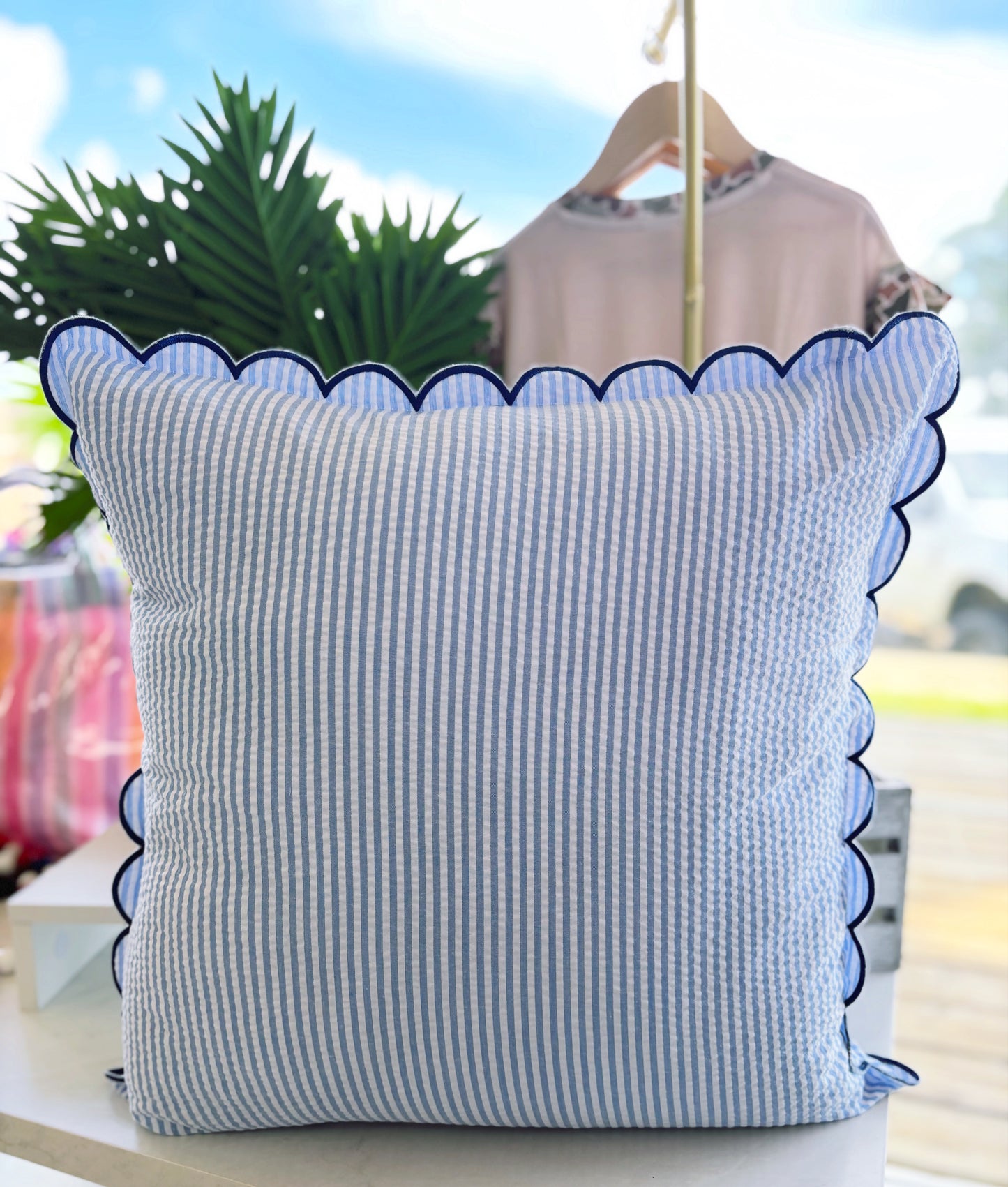 Seersucker Scalloped Pillow Cases