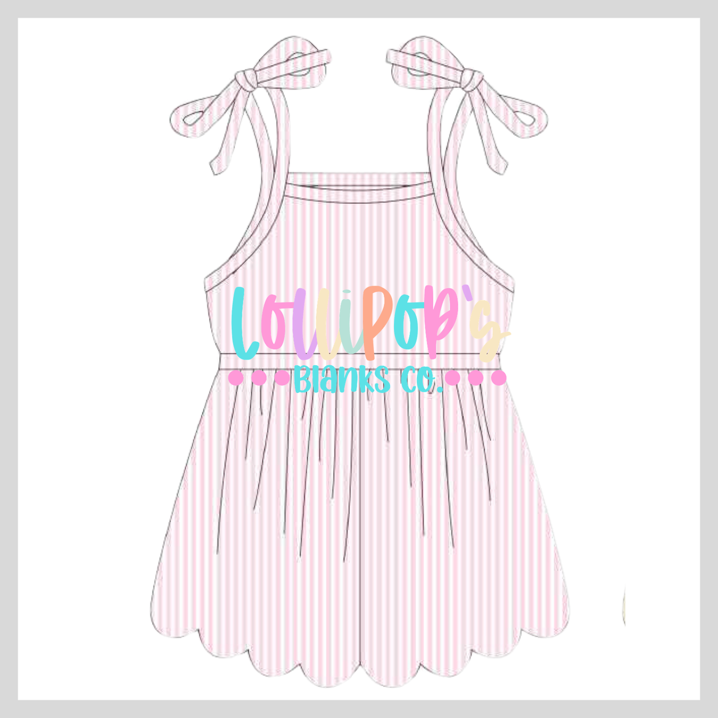 Stripe Scalloped Tie Rompers