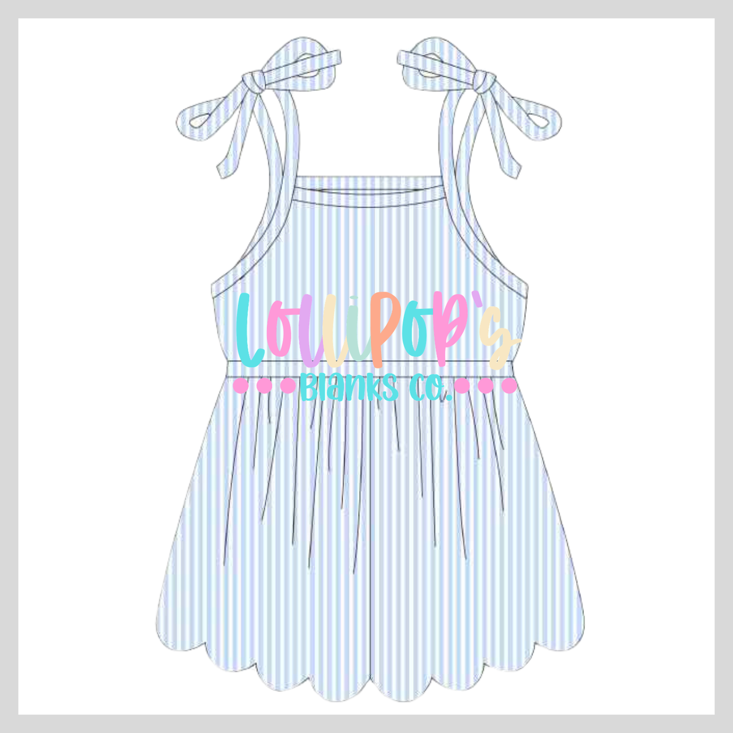 Stripe Scalloped Tie Rompers