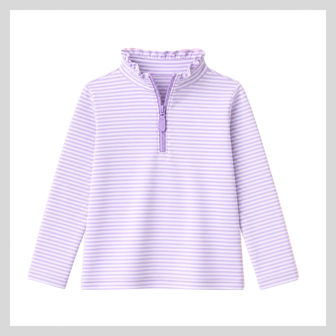 GIRL QUARTER ZIP STRIPE PULLOVER