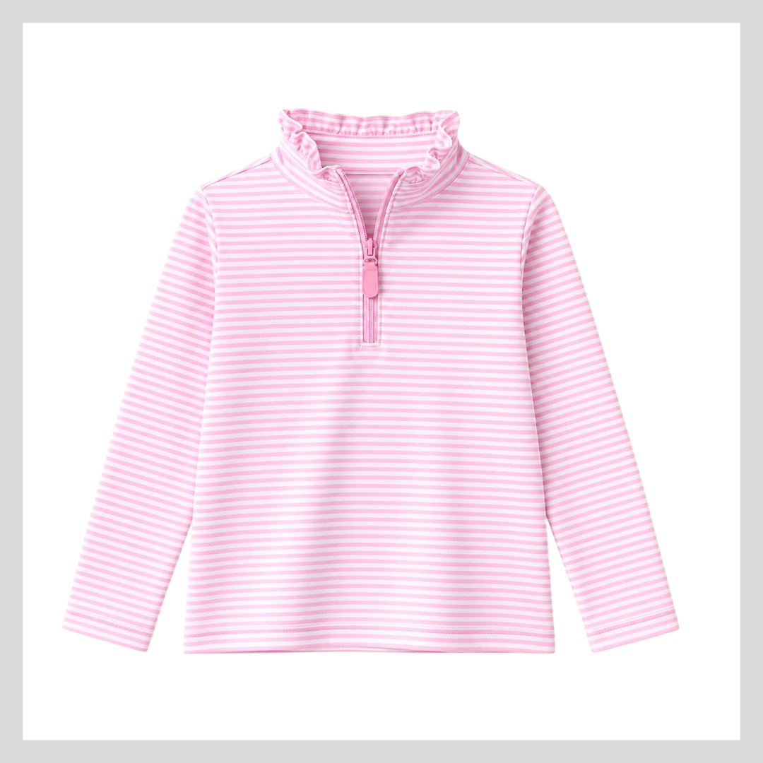GIRL QUARTER ZIP STRIPE PULLOVER