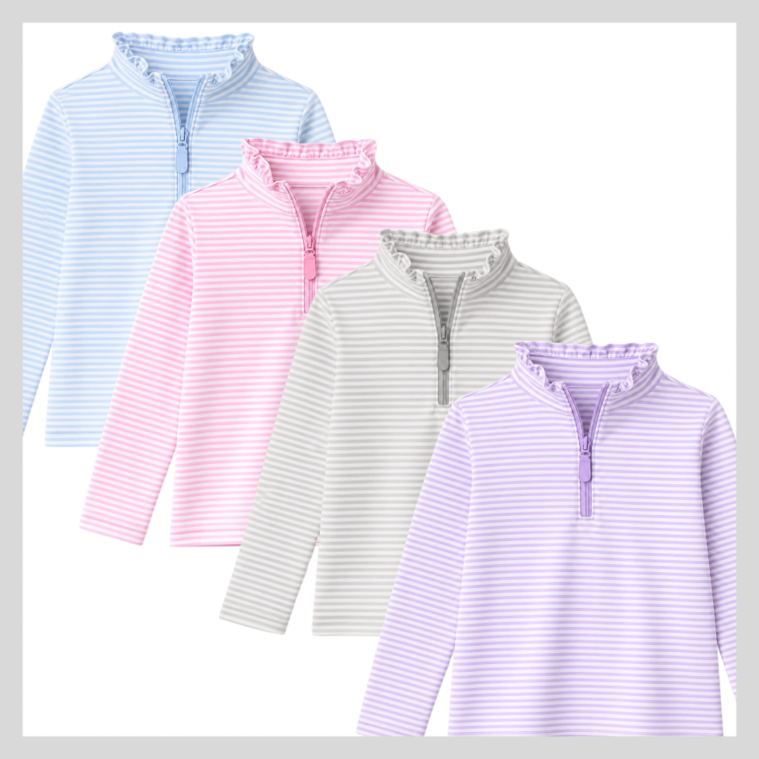 GIRL QUARTER ZIP STRIPE PULLOVER